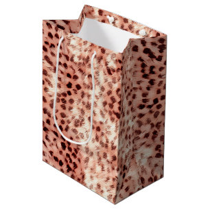 Chic Pretty Girly Rose Gold Leopard  Medium Gift Bag