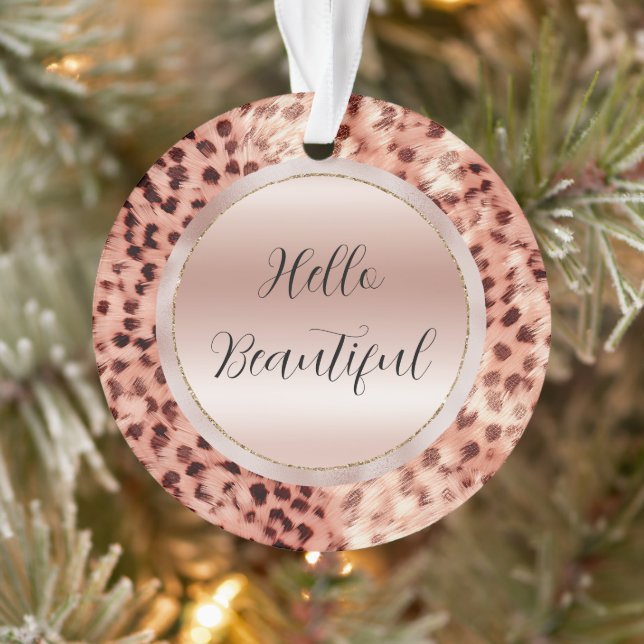 Chic Pretty Girly Rose Gold Leopard  Ornament (Tree)