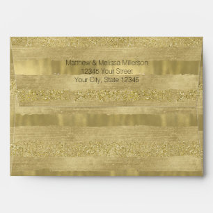 Chic Pretty Gold Stripes Personalized Envelopes