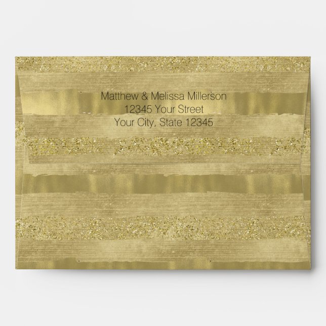 Chic Pretty Gold Stripes Personalized Envelopes (Back (Top Flap))
