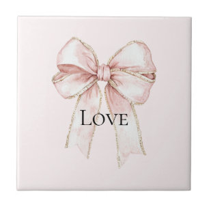 Chic Pretty Pink Bow Tile
