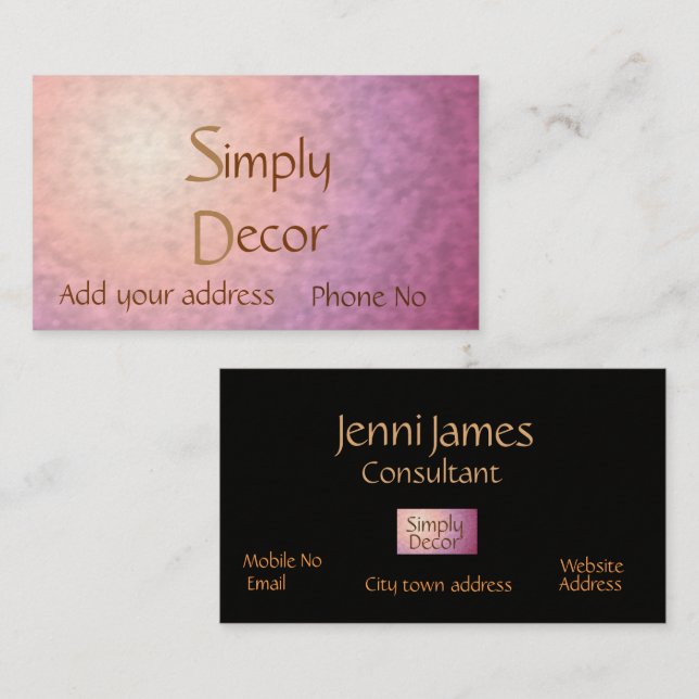 Chic Pretty Pink Orange> Home Decor Business Card (Front/Back)