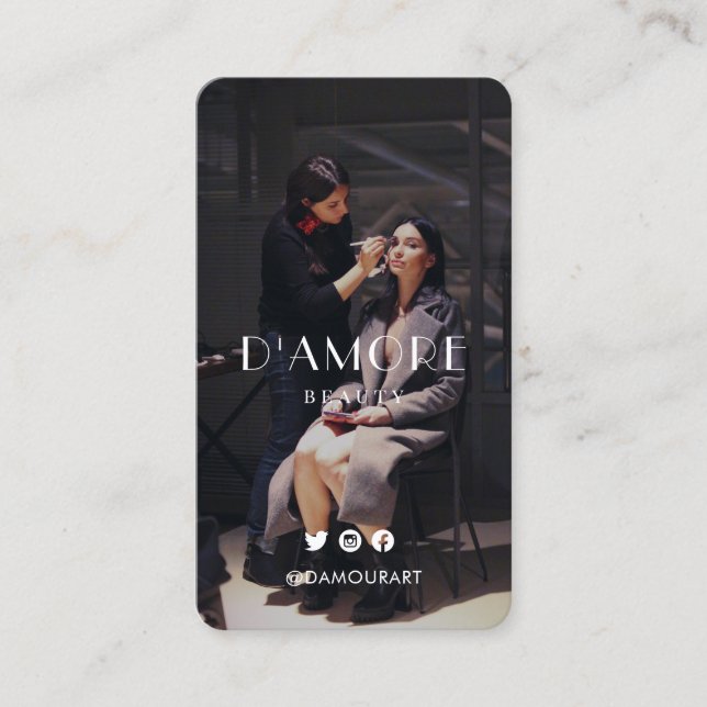 Chic Professional 2 Photos Black and White Business Card (Front)