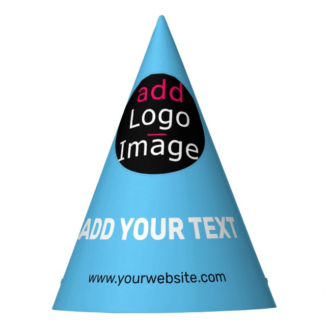 Chic Professional Funny Custom Business Sky Blue Party Hat (Front)