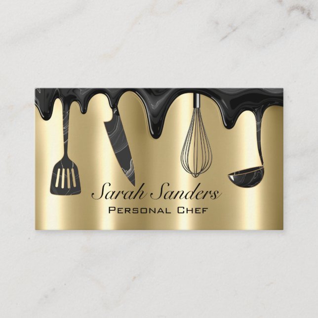 Chic Professional Personal Chef Catering Gold   Business Card (Front)