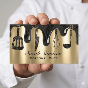 Chic Professional Personal Chef Catering Gold   Business Card