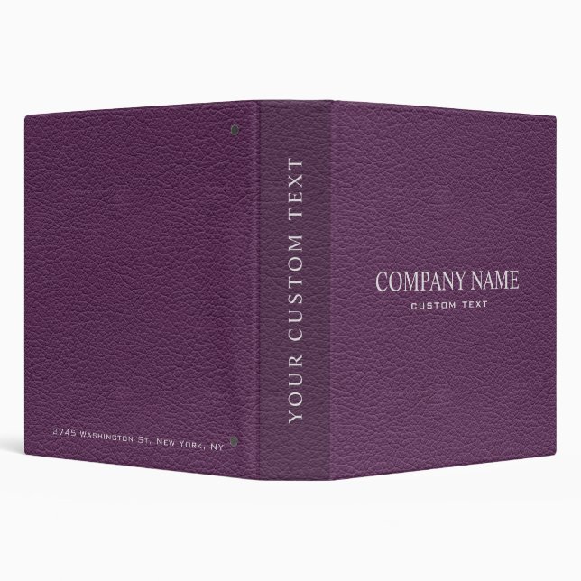 Chic Professional Purple Fake Leather Personalized Binder (Background)