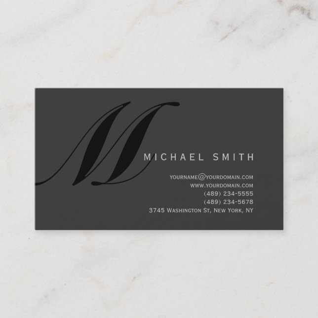 Chic Professionnel Monogramme Gris Carte de visite (Devant)