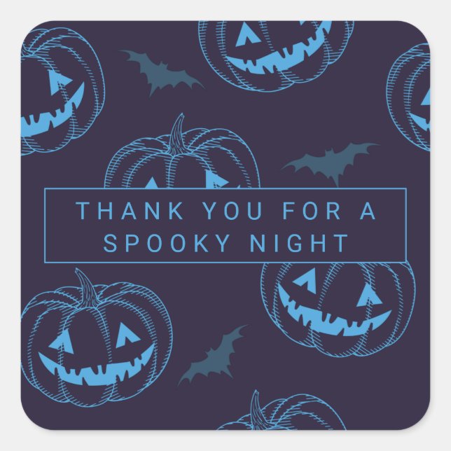 Chic Pumpkins Bats Halloween Square Sticker (Front)