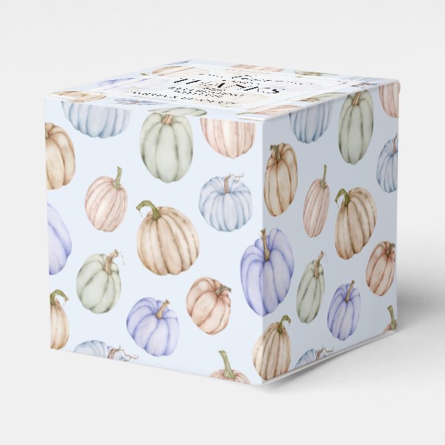 Chic Pumpkins Blue Boy Baby Shower Favour Box (Front Side)