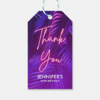 Chic Purle Palm Leaf Birthday Gift Tag