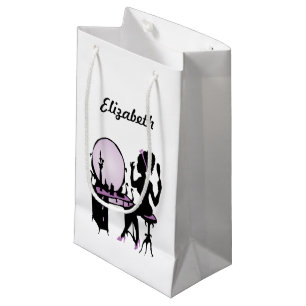Chic Purple and Black Woman Fashionista Silhouette Small Gift Bag