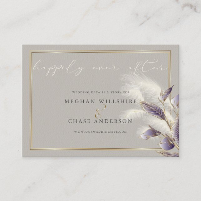 Chic Purple Anthurium and Pampas Grass Business Card (Front)