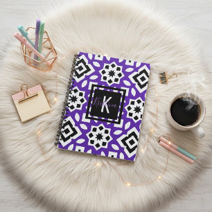 Chic Purple Black & White Geometric Personalized Planner