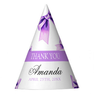 Chic Purple Bow Coquette Girl Sweet 16 Birthday Party Hat