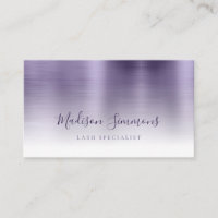 Chic Purple Brushed Metal Monogram Stylish Script