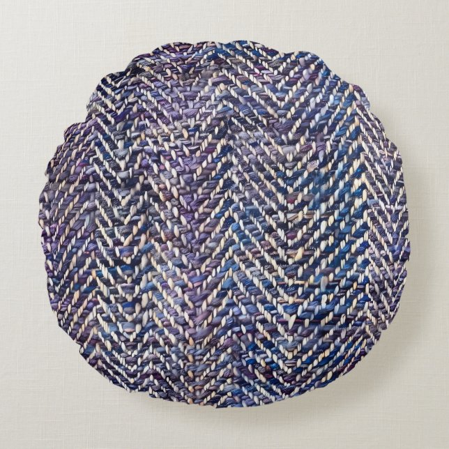 Chic purple chevron pattern round pillow (Front)