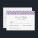 Chic Purple Damask Bat Mitzvah RSVP<br><div class="desc">This elegant bat mitzvah response card features a pretty script font and a purple damask border along the top. Space is included to RSVP for both a kiddush lunch and an evening celebration.</div>