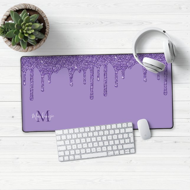 Chic Purple Éperche Parties scintillant Lecteurs M (Chic Purple Dripping Glitter Desk Mat Mouse Pad)