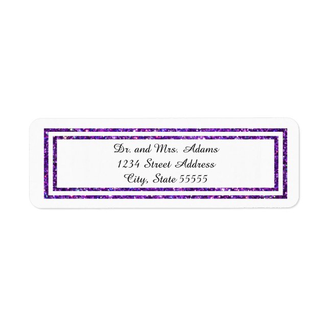 Chic Purple Faux Glittered Trim - Étiquette de adr (Devant)