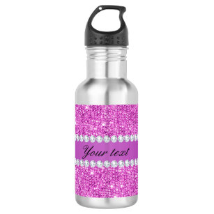 Chic Purple Faux Sequins and Diamonds 532 Ml Water Bottle