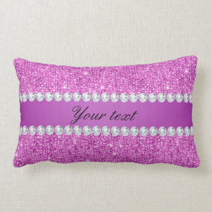 Chic Purple Faux Sequins and Diamonds Lumbar Pillow