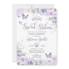 Chic Purple Floral Butterflies Sweet Sixteen 16th