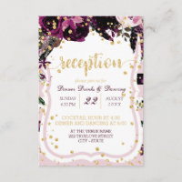 Chic Purple Floral Gold Confetti Wedding Reception