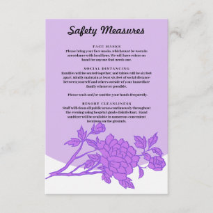 Chic Purple Floral Safety Measures Enclosure Card