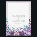 Chic Purple Floral & Silver Wedding Monogram Tablecloth<br><div class="desc">Purple Floral & Faux Silver Glitter Stripes & Confetti Watercolor Floral Wedding Monogram Tablecloth With trendy brush script font! Check my shop to see the entire wedding suite for this design!</div>