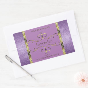 Chic Purple Glitter and Gold Ornate Product Labels