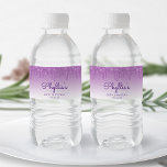 Chic Purple Glitter Drip 80th Birthday Party Water Bottle Label<br><div class="desc">These chic 80th birthday party water bottle labels feature a sparkly purple faux glitter drip border and purple ombre background. Personalize them with her name in purple handwriting script,  with her birthday and date below in sans serif font.</div>