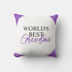 Chic Purple Glitter Grandma Throw Pillow