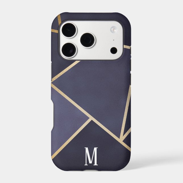 Chic Purple & Gold Abstract Monogram (Back)