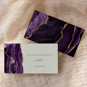 Chic Purple Gold Agate Ivory Wedding Escort Place Card