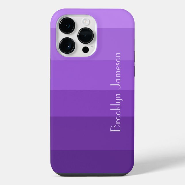 Chic Purple Gradient Colour Block Personalized iPhone Case (Back)