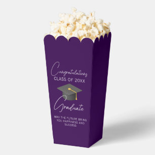 Chic Purple Graduation Party Popcorn Favor Box