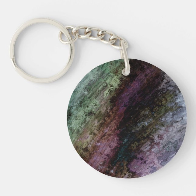 Chic Purple Green Frost Streaks Acrylic Keychain (Front)