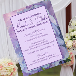 Chic Purple Hydrangea Wedding Invitation Postcard