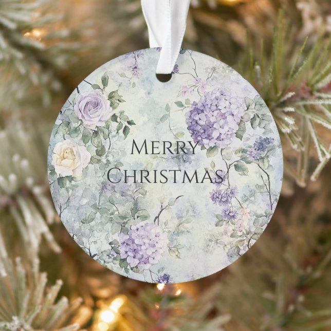 Chic Purple Lavender Cream Rose Floral Ornament (Tree)