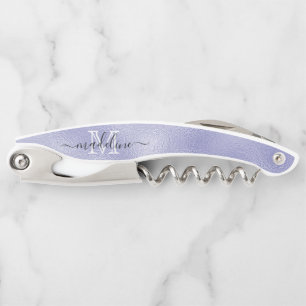 Chic Purple Lavender Foil Elegant Monogram Corkscrew