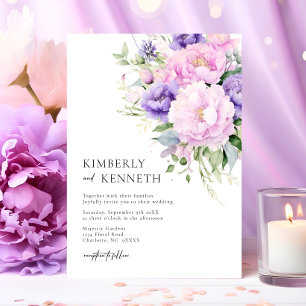 Chic Purple Lavender Pink Violet Floral Wedding  Invitation