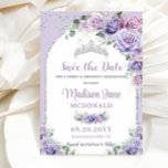 Chic Purple Lilac Floral Sweet 16 Silver Birthday Save The Date<br><div class="desc">Personalize this chic Quinceañera / sweet 16 birthday save the date with your details easily and quickly, simply press the customize it button to further re-arrange and format the style and placement of the text. This lovely save the date card features gorgeous watercolor purple, lilac, lavender floral and silver accents....</div>