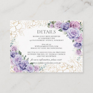 Chic Purple Lilac Lavender Floral Wedding Details Enclosure Card