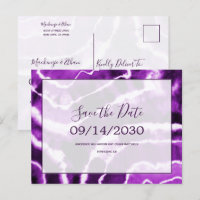 Chic Purple Marble Tie Dye Wedding Save the Date