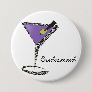 chic purple martini 3 inch round button