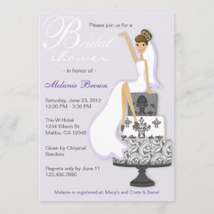 Chic Purple Modern Bride Bridal Shower Invitation