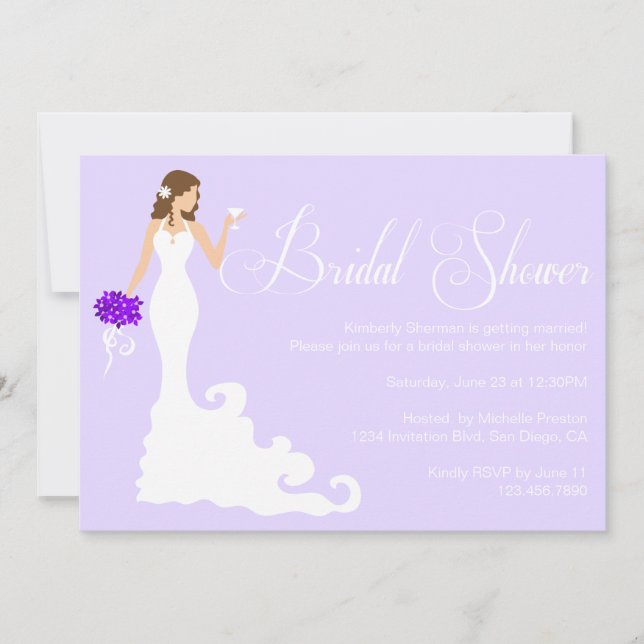 Chic Purple Modern Bride Posh Bridal Shower Invite (Front)