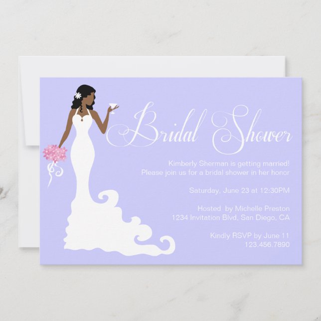 Chic Purple Modern Bride Posh Bridal Shower Invite (Front)