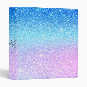 Chic Purple Ombre Blue Glitter Modern Binder